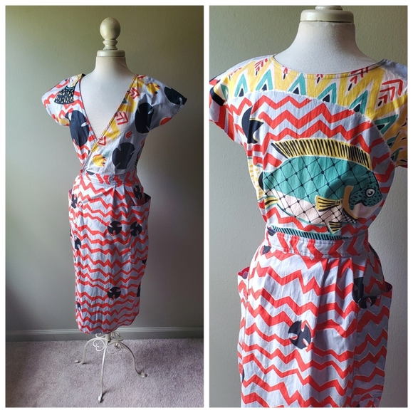 Michaele Vollbracht Dresses & Skirts - Michaele Vollbracht Art Print Wrap Dress